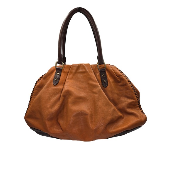 MCM Leather Satchel Handbag Purse Cognac Brown Top Handle Designer Bag - Picture 2 of 16